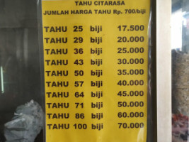 Tahu Citarasa menu